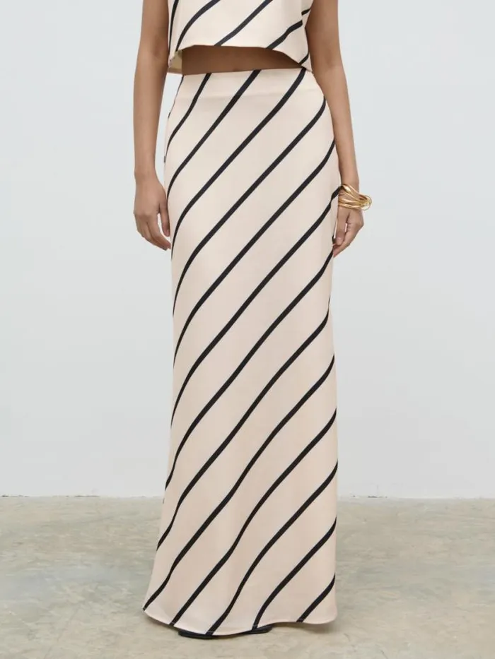 Pretty Lavish Bottoms Zuri Maxi Skirt Asymmetric Stripe 8211 Women