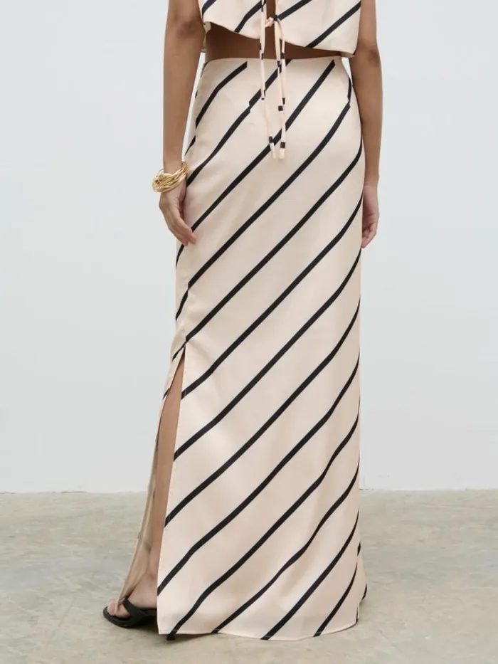 Pretty Lavish Bottoms Zuri Maxi Skirt Asymmetric Stripe 8211 Women