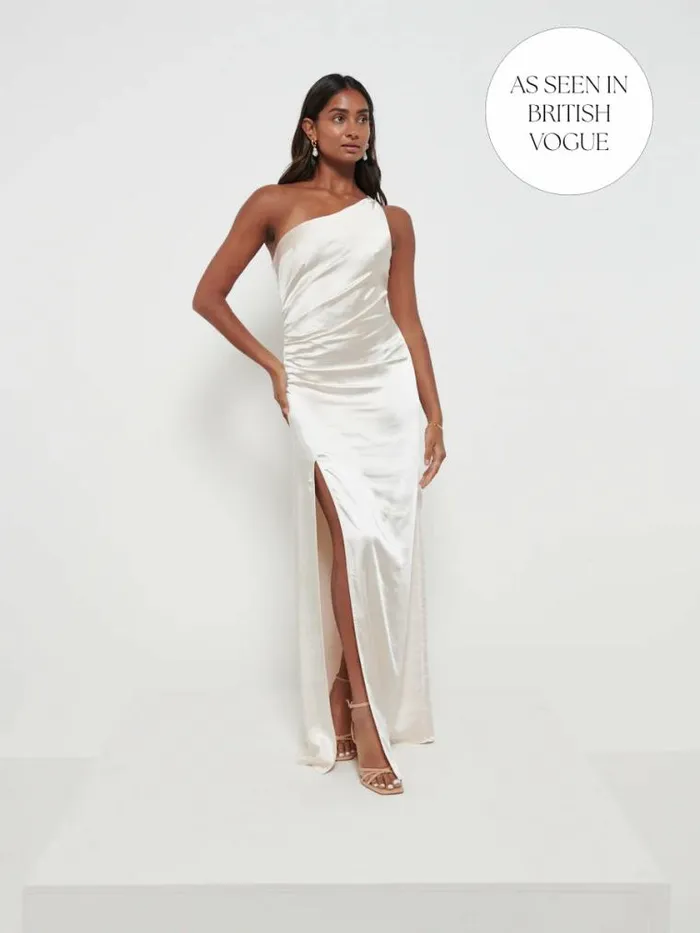 Pretty Lavish Bridesmaid Dresses Amelia Ruched Maxi Bridesmaid Dress Champagne 8211 Women