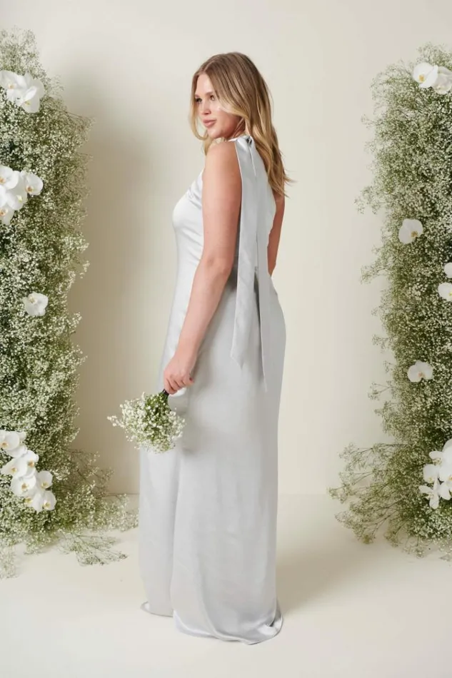 Pretty Lavish Bridesmaid Dresses Amelia Tie Maxi Bridesmaid Dress Silver 8211 Women