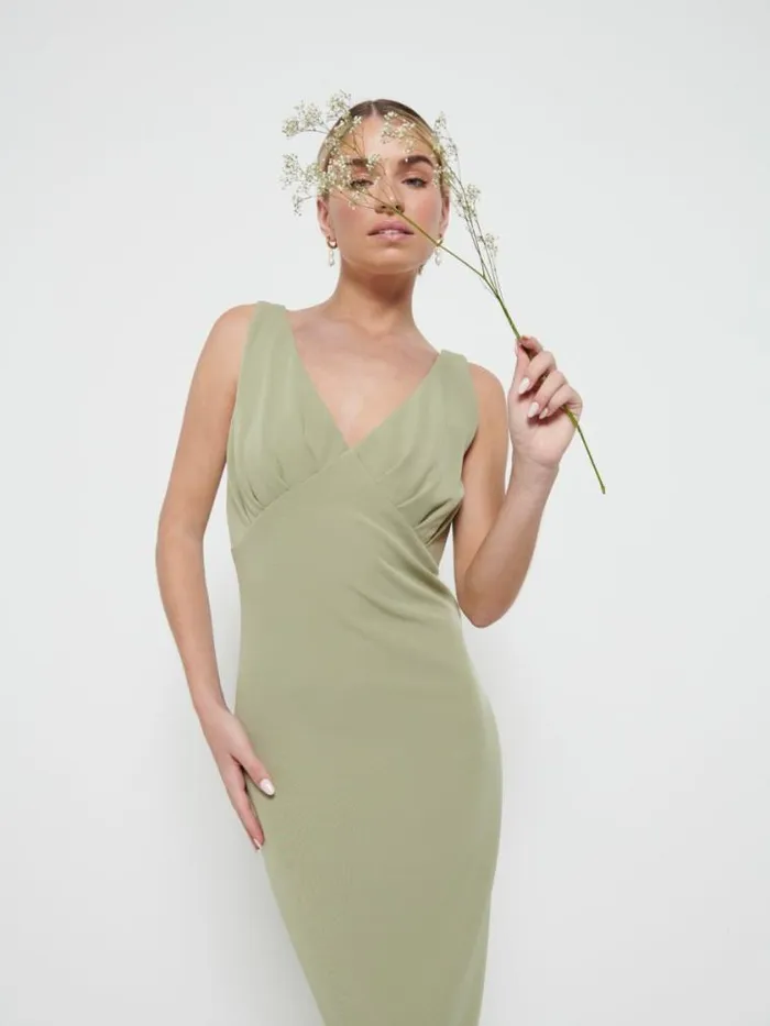 Pretty Lavish Bridesmaid Dresses Esmee Crepe Maxi Bridesmaid Dress Olive 8211 Women