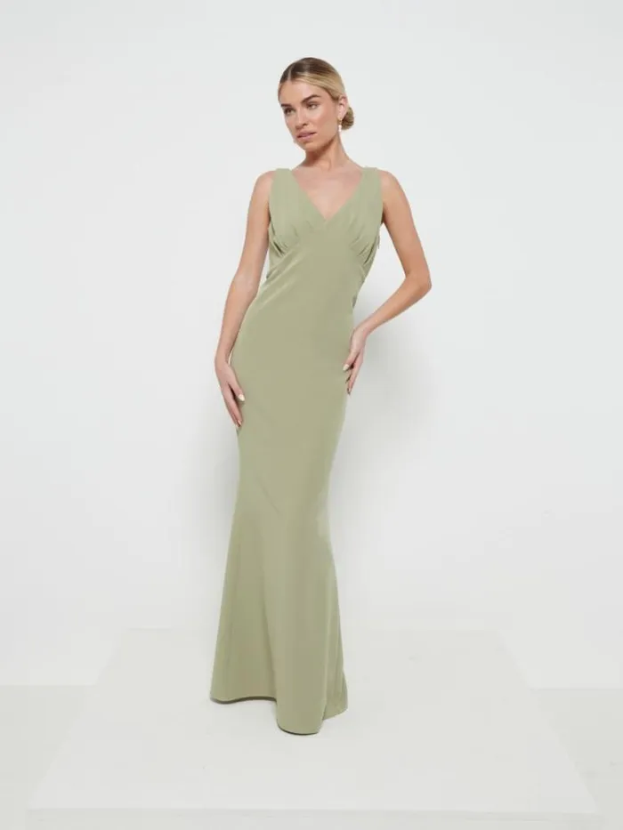 Pretty Lavish Bridesmaid Dresses Esmee Crepe Maxi Bridesmaid Dress Olive 8211 Women