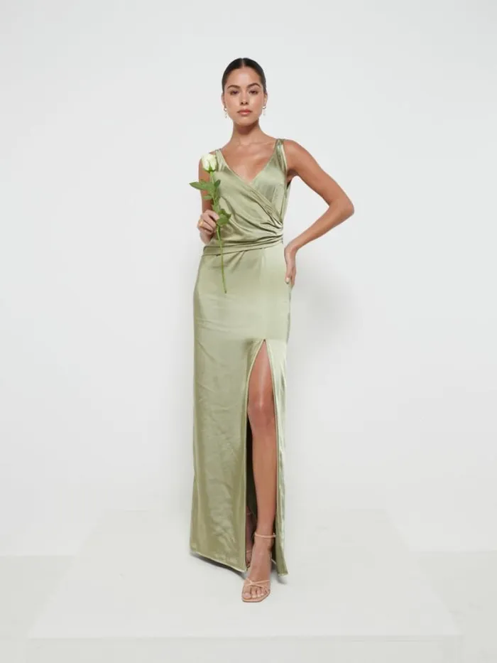 Pretty Lavish Bridesmaid Dresses Esmee Wrap Maxi Bridesmaid Dress Olive 8211 Women
