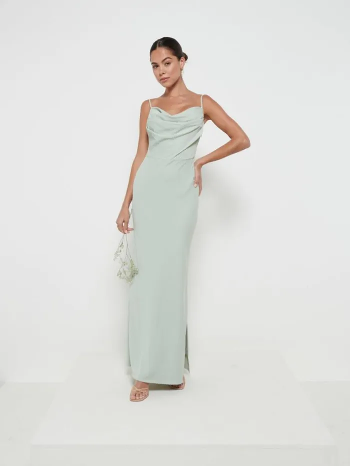 Pretty Lavish Bridesmaid Dresses Keisha Cowl Neck Maxi Bridesmaid Dress Sage 8211 Women