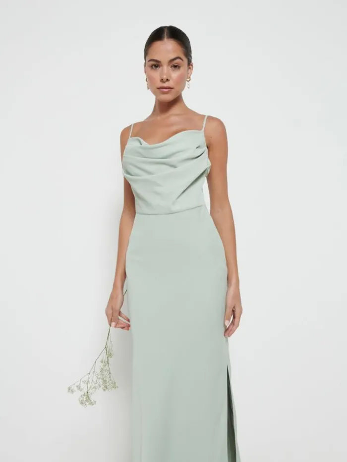 Pretty Lavish Bridesmaid Dresses Keisha Cowl Neck Maxi Bridesmaid Dress Sage 8211 Women
