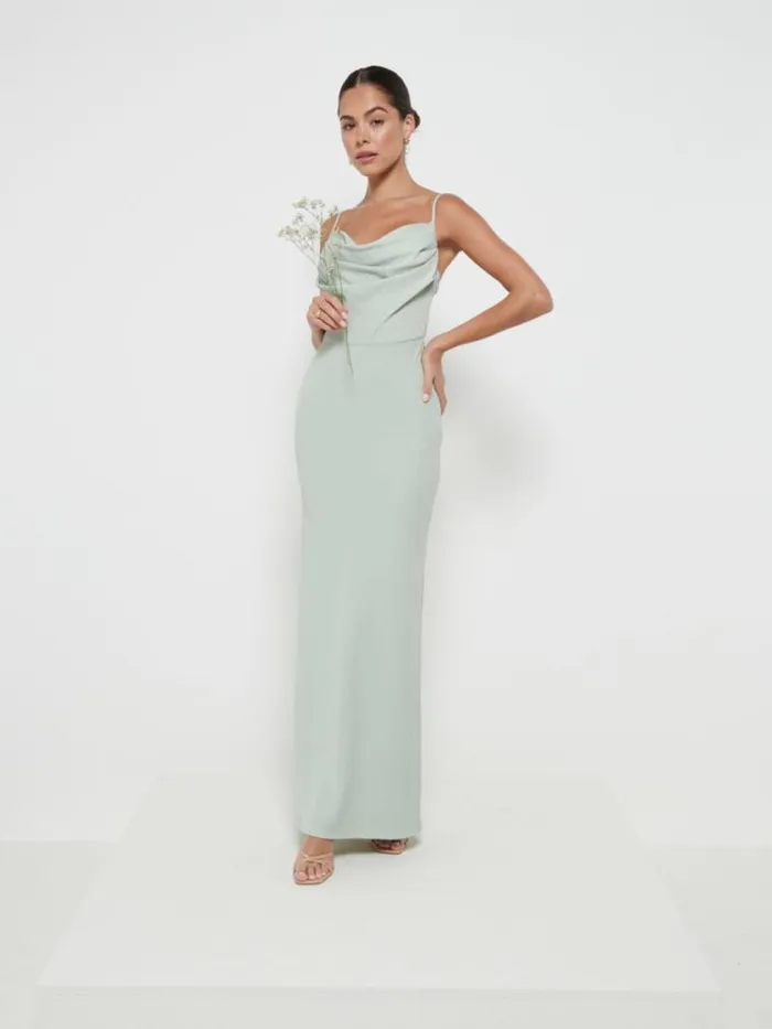 Pretty Lavish Bridesmaid Dresses Keisha Cowl Neck Maxi Bridesmaid Dress Sage 8211 Women