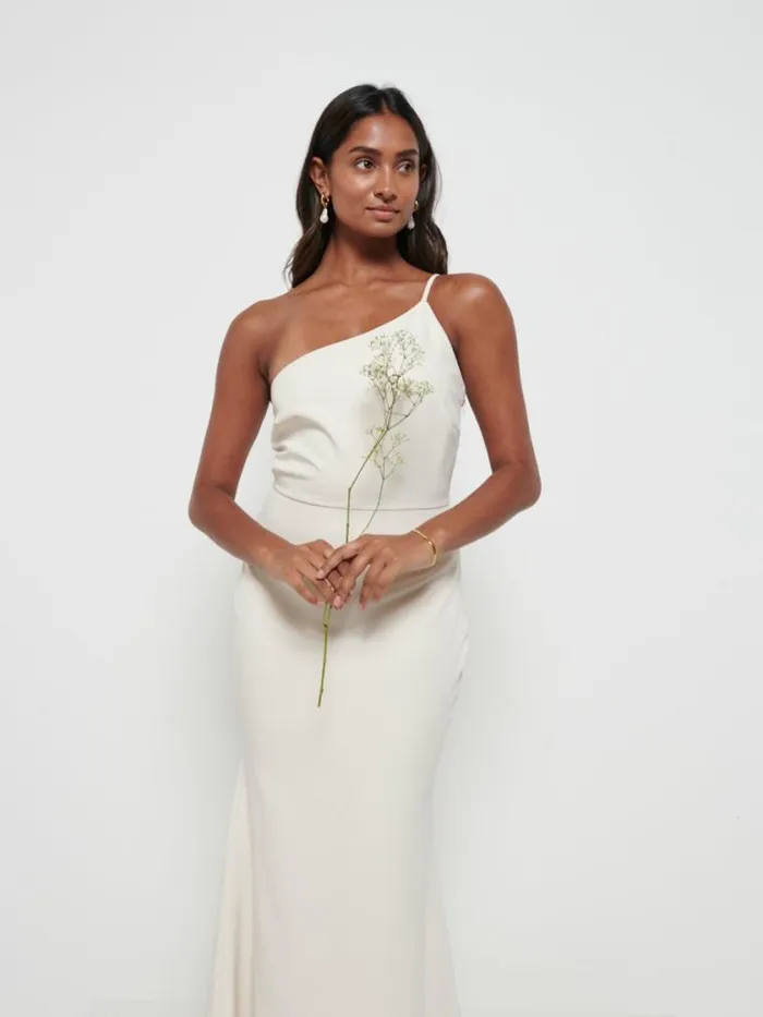 Pretty Lavish Crepe Bridesmaid Dresses Amelia Crepe Maxi Bridesmaid Dress Champagne 8211 Women