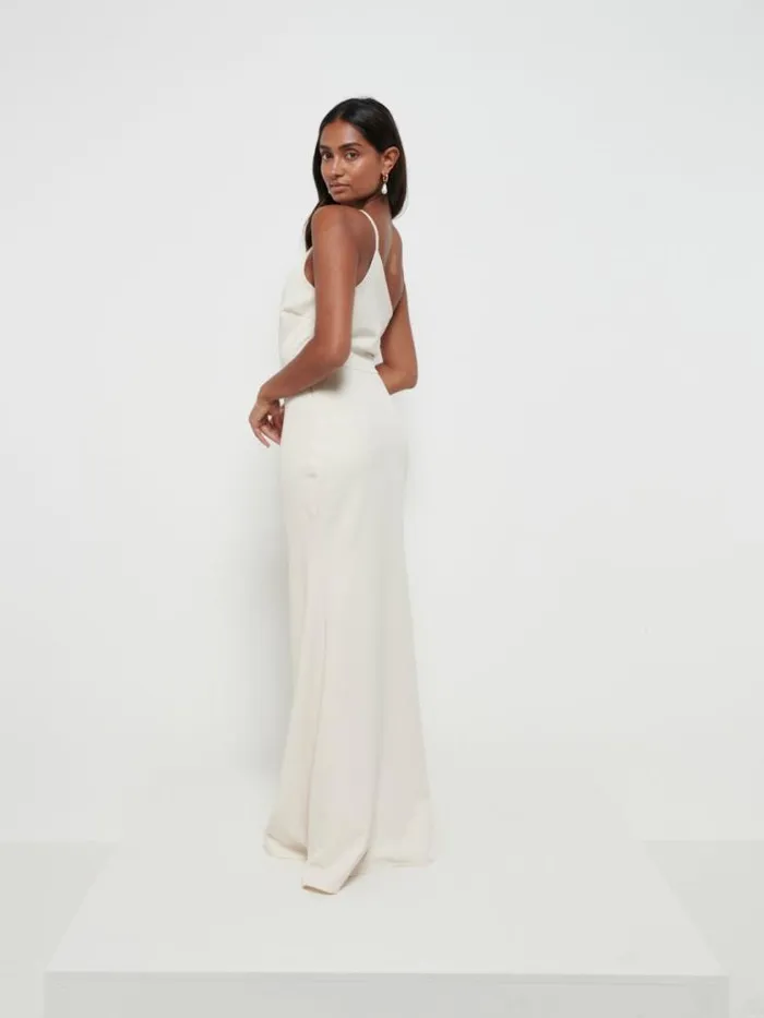 Pretty Lavish Crepe Bridesmaid Dresses Amelia Crepe Maxi Bridesmaid Dress Champagne 8211 Women