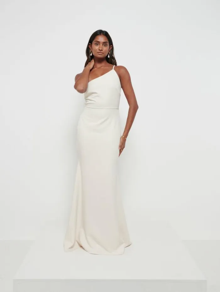 Pretty Lavish Crepe Bridesmaid Dresses Amelia Crepe Maxi Bridesmaid Dress Champagne 8211 Women