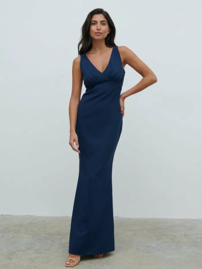 Pretty Lavish Crepe Bridesmaid Dresses Esmee Crepe Maxi Bridesmaid Dress Navy 8211 Women