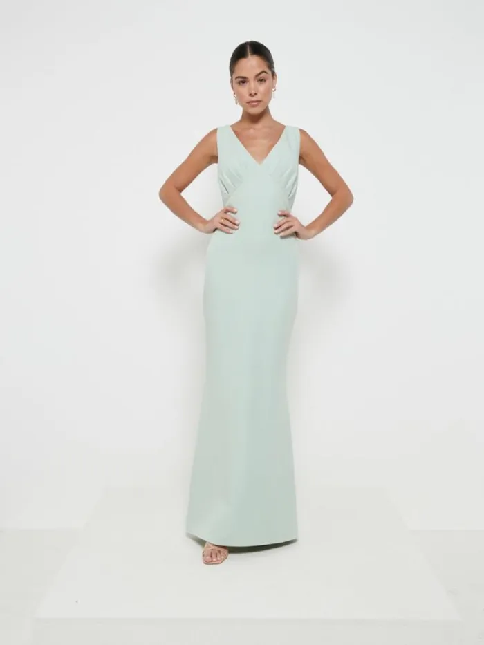 Pretty Lavish Crepe Bridesmaid Dresses Esmee Crepe Maxi Bridesmaid Dress Sage 8211 Women