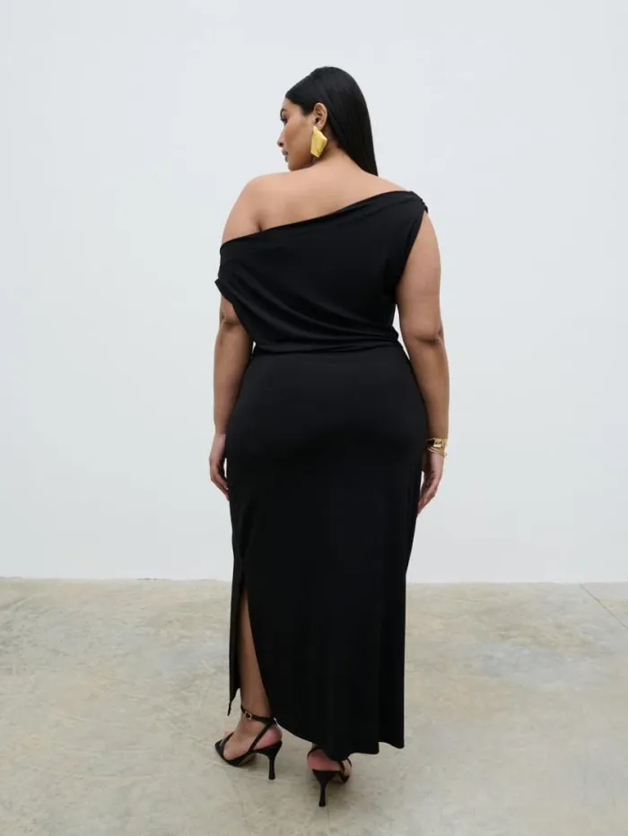 Pretty Lavish Curve Janece Asymmetric Jersey Dress Curve Black 8211 Women