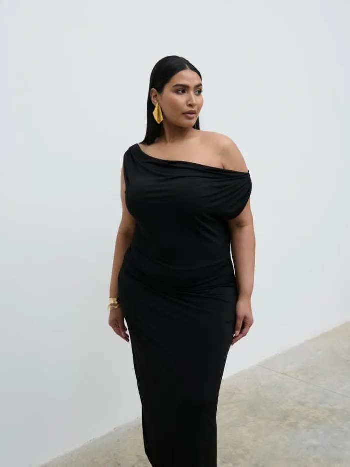 Pretty Lavish Curve Janece Asymmetric Jersey Dress Curve Black 8211 Women
