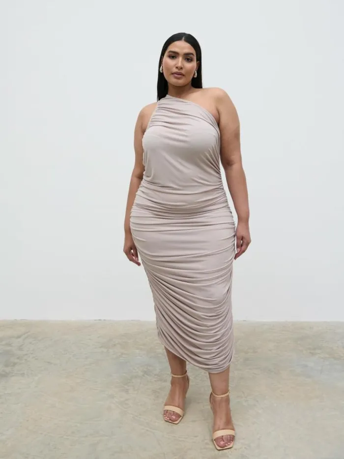 Pretty Lavish Curve Zephee Jersey Midaxi Dress Curve Beige 8211 Women