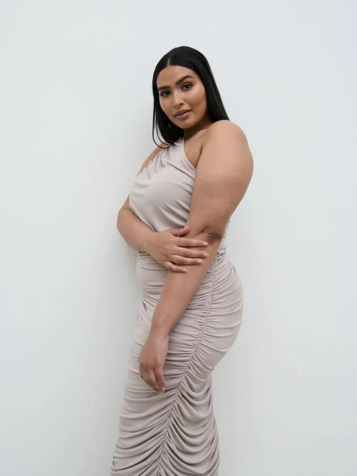 Pretty Lavish Curve Zephee Jersey Midaxi Dress Curve Beige 8211 Women