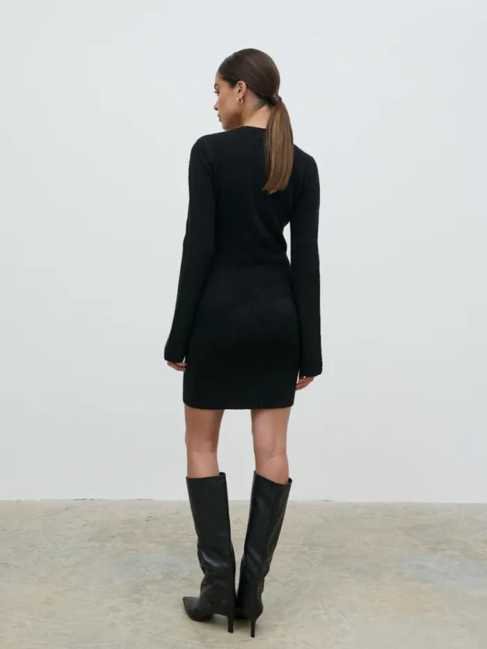 Pretty Lavish Dresses Aida Mini Button Down Knit Dress Black 8211 Women