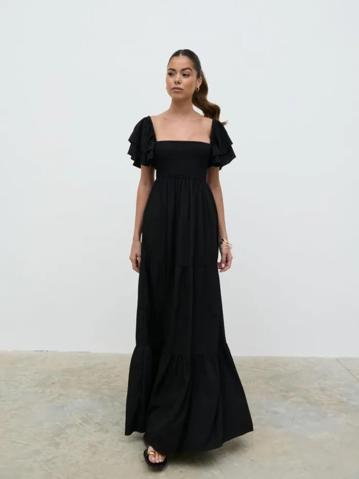 Pretty Lavish Dresses Althea Frill Easywear Day Dress Black 8211 Women
