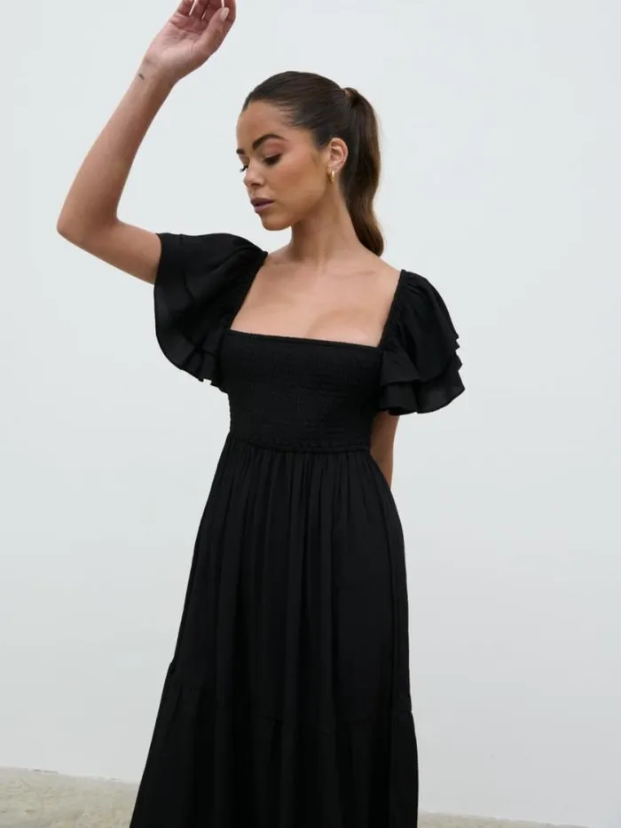 Pretty Lavish Dresses Althea Frill Easywear Day Dress Black 8211 Women