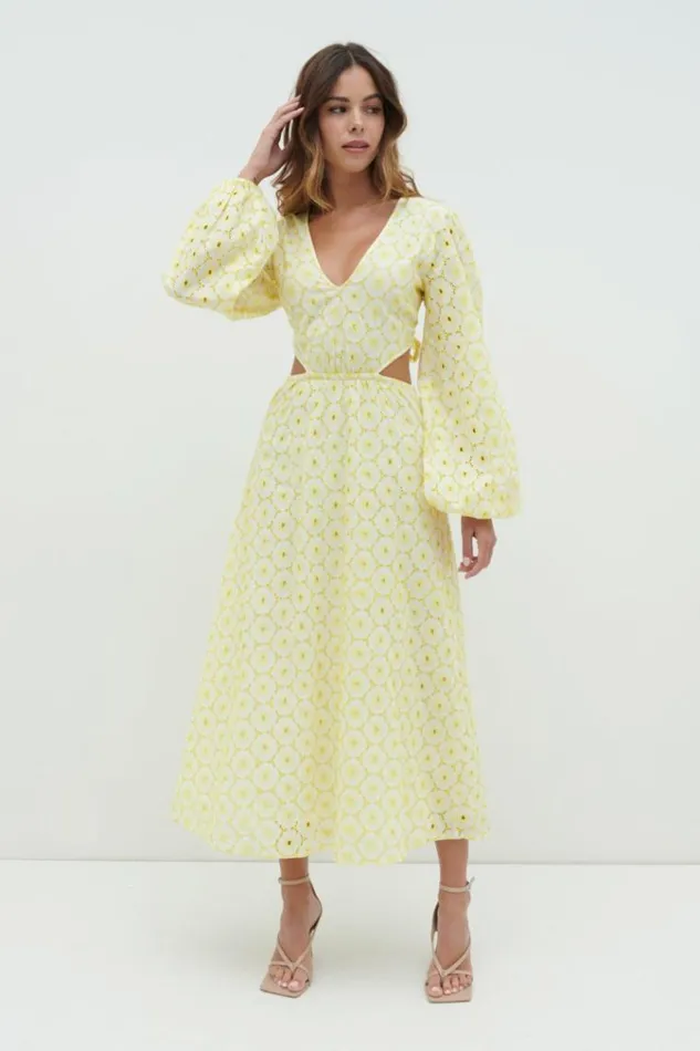 Pretty Lavish Dresses Amber Cut Out Midaxi Dress Yellow 8211 Women