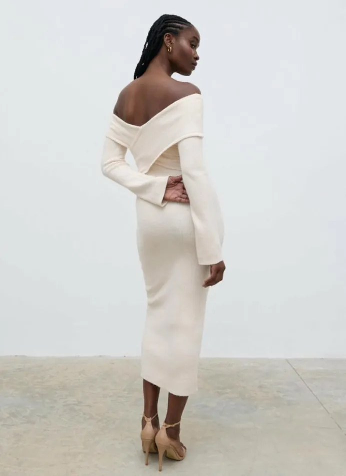 Pretty Lavish Dresses Danica Wrap Knit Midaxi Dress Cream 8211 Women