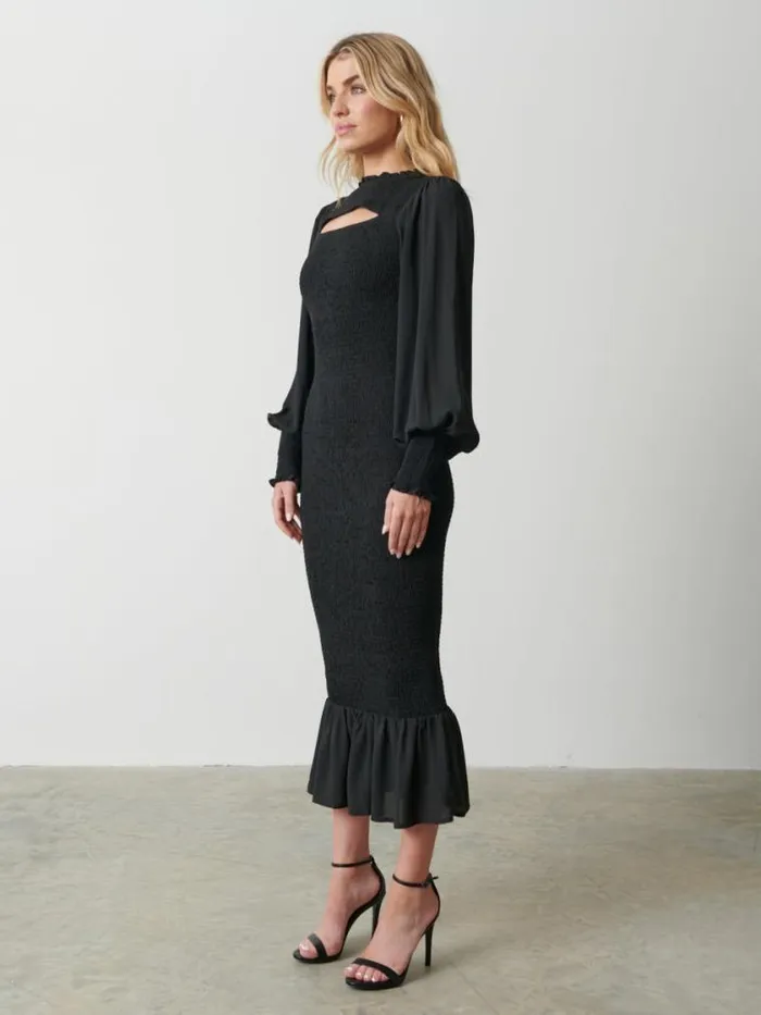 Pretty Lavish Dresses Elise Cut Out Shirred Midaxi Dress Black 8211 Women