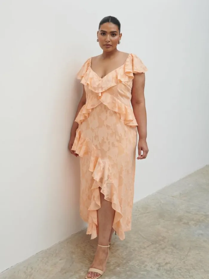 Pretty Lavish Dresses Eloise Ruffle Midaxi Dress Curve Orange 8211 Women