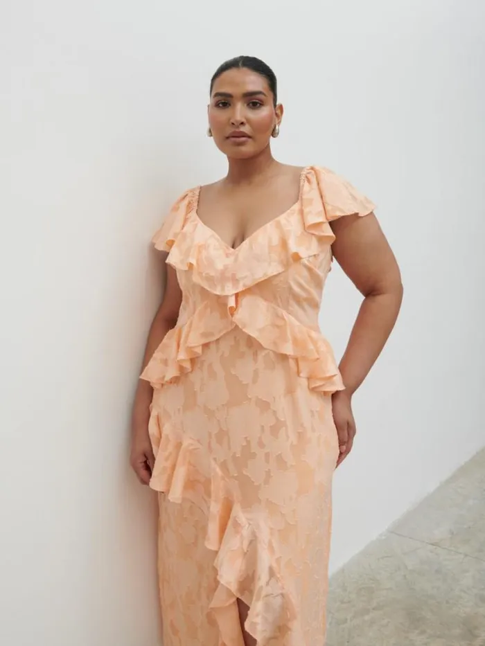 Pretty Lavish Dresses Eloise Ruffle Midaxi Dress Curve Orange 8211 Women