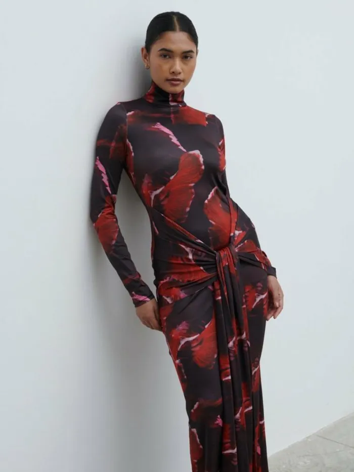 Pretty Lavish Dresses Emmeline High Neck Jersey Maxi Dress Print 8211 Women