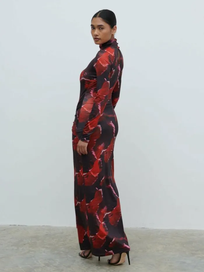 Pretty Lavish Dresses Emmeline High Neck Jersey Maxi Dress Print 8211 Women