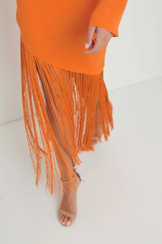 Pretty Lavish Dresses Francoise Fringed Maxi Dress Orange 8211 Women