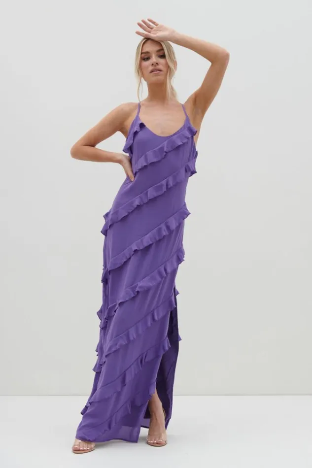 Pretty Lavish Dresses Harper Ruffle Maxi Dress Purple 8211 Women