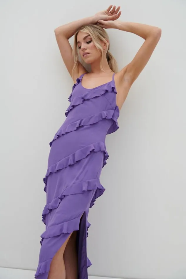Pretty Lavish Dresses Harper Ruffle Maxi Dress Purple 8211 Women
