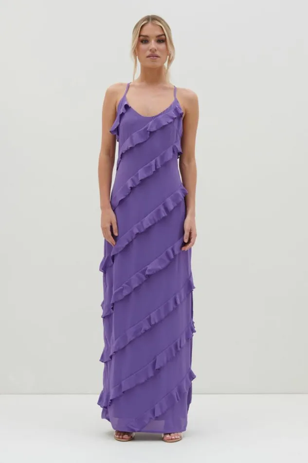 Pretty Lavish Dresses Harper Ruffle Maxi Dress Purple 8211 Women