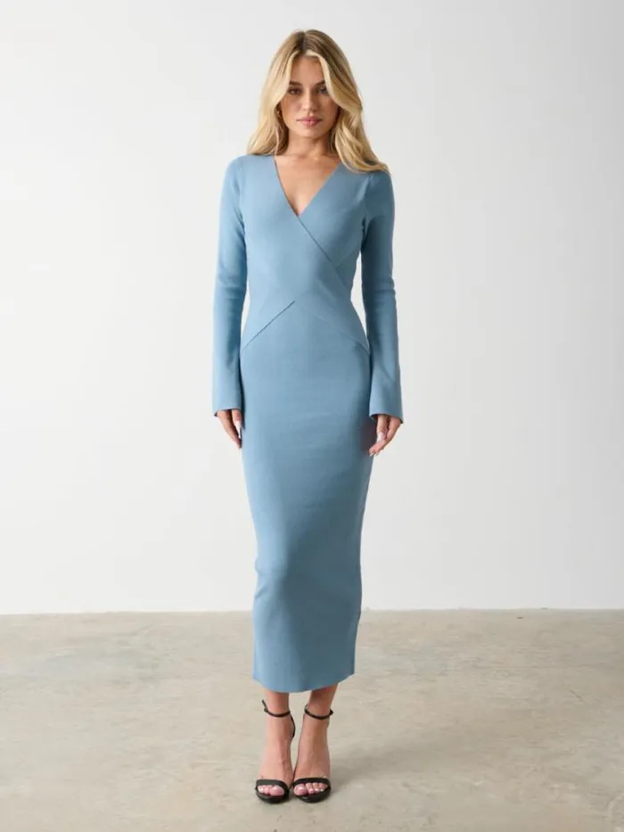 Pretty Lavish Dresses Jacklin Wrap Midaxi Dress Dusty Blue 8211 Women