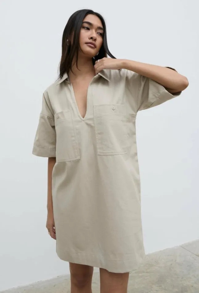 Pretty Lavish Dresses Lia Utility Shirt Dress Beige 8211 Women