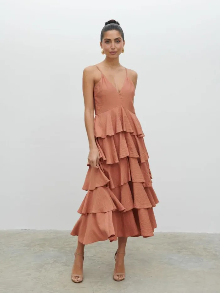 Pretty Lavish Dresses Lissy Textured Midaxi Dress Tan Blush 8211 Women