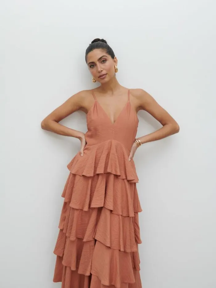Pretty Lavish Dresses Lissy Textured Midaxi Dress Tan Blush 8211 Women