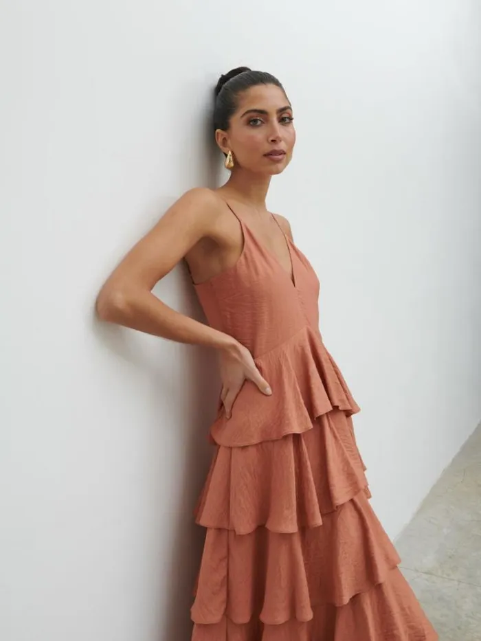 Pretty Lavish Dresses Lissy Textured Midaxi Dress Tan Blush 8211 Women