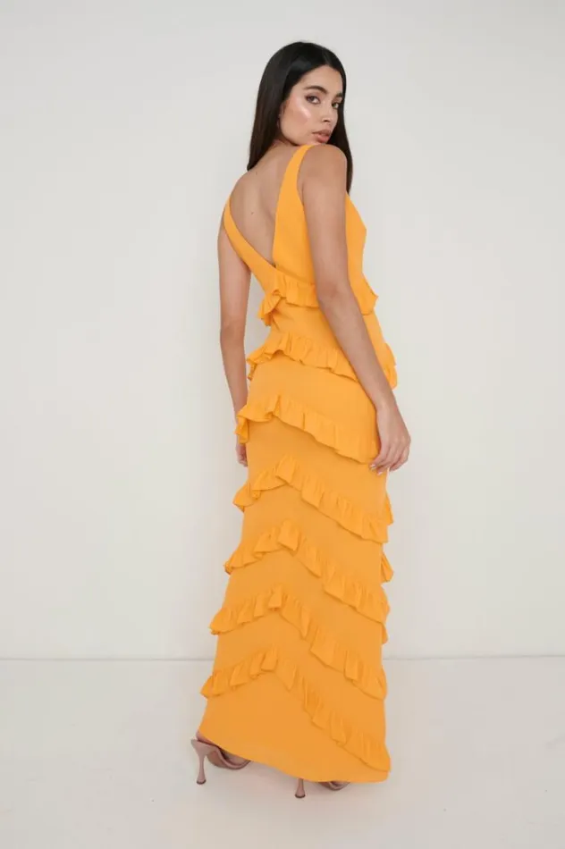 Pretty Lavish Dresses Piper Ruffle Maxi Dress Orange 8211 Women