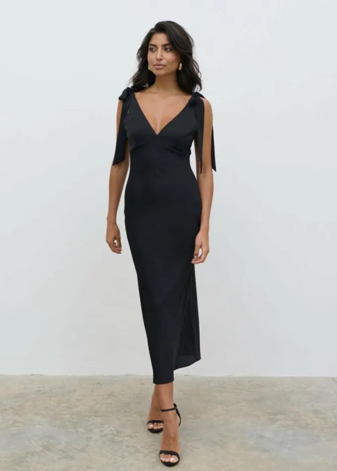 Pretty Lavish Dresses Piper Tie Midaxi Dress Black 8211 Women