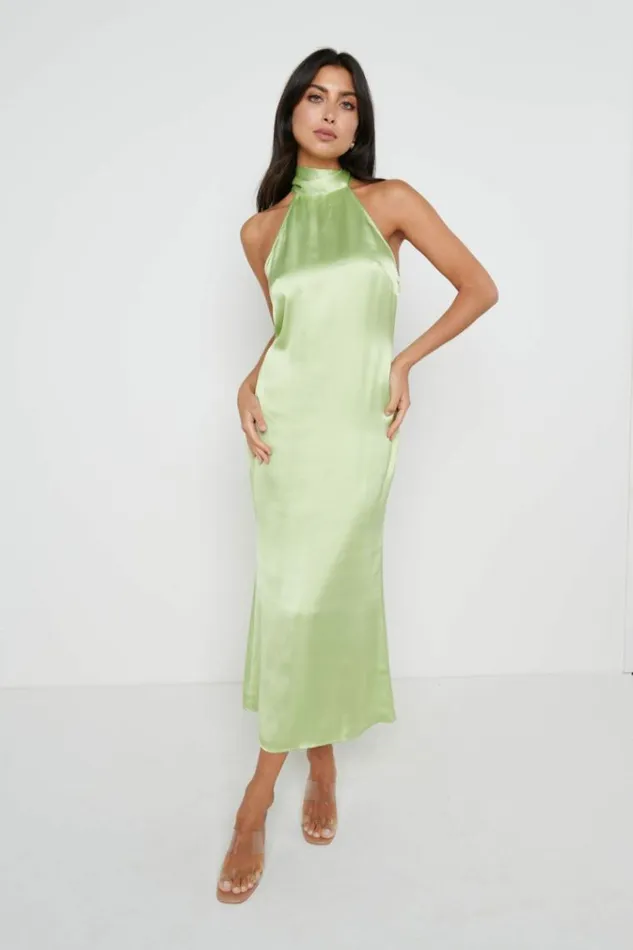 Pretty Lavish Dresses Raleigh Halter Neck Tie Dress Green 8211 Women