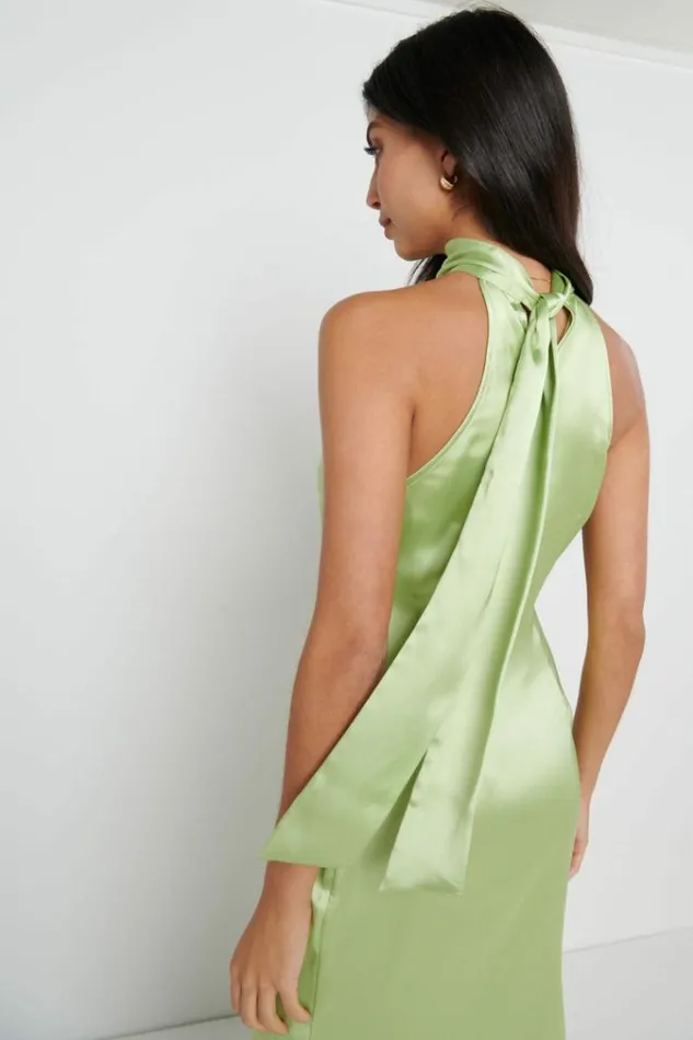 Pretty Lavish Dresses Raleigh Halter Neck Tie Dress Green 8211 Women