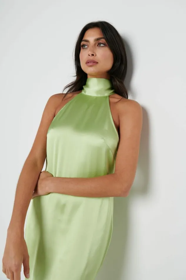 Pretty Lavish Dresses Raleigh Halter Neck Tie Dress Green 8211 Women