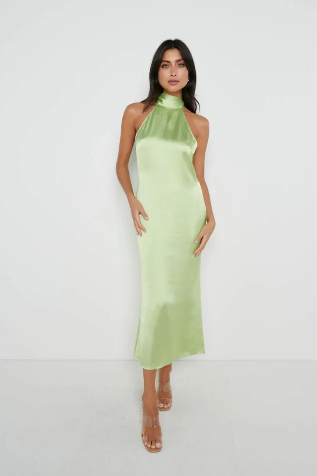 Pretty Lavish Dresses Raleigh Halter Neck Tie Dress Green 8211 Women