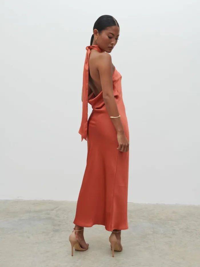 Pretty Lavish Dresses Raleigh Recycled Cowl Back Midaxi Dress Terracotta 8211 Women Pretty Lavish Dresses Raleigh Recycled Cowl Back Midaxi Dress Terracotta 8211 Women