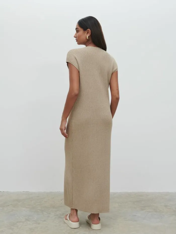 Pretty Lavish Dresses Rose Knit Midaxi Dress Beige 8211 Women