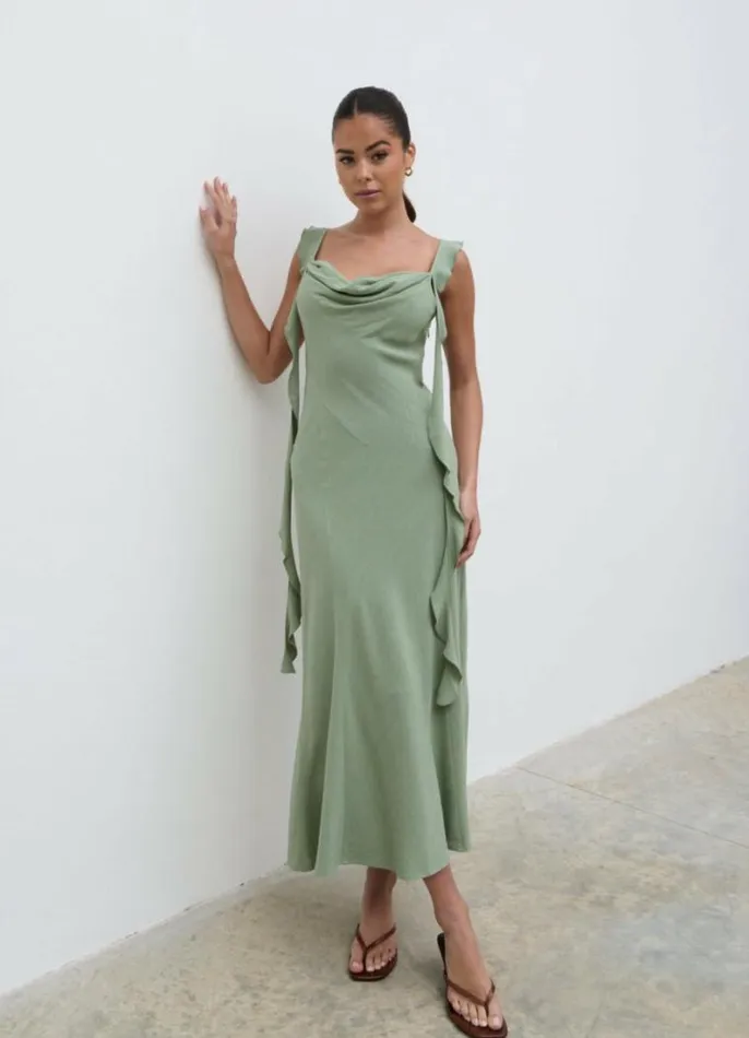 Pretty Lavish Dresses Rya Ruffle Midaxi Dress Green 8211 Women