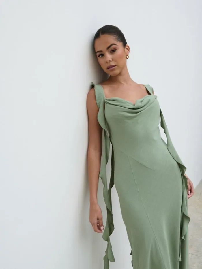 Pretty Lavish Dresses Rya Ruffle Midaxi Dress Green 8211 Women