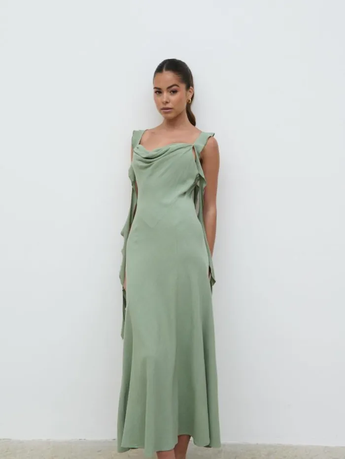 Pretty Lavish Dresses Rya Ruffle Midaxi Dress Green 8211 Women