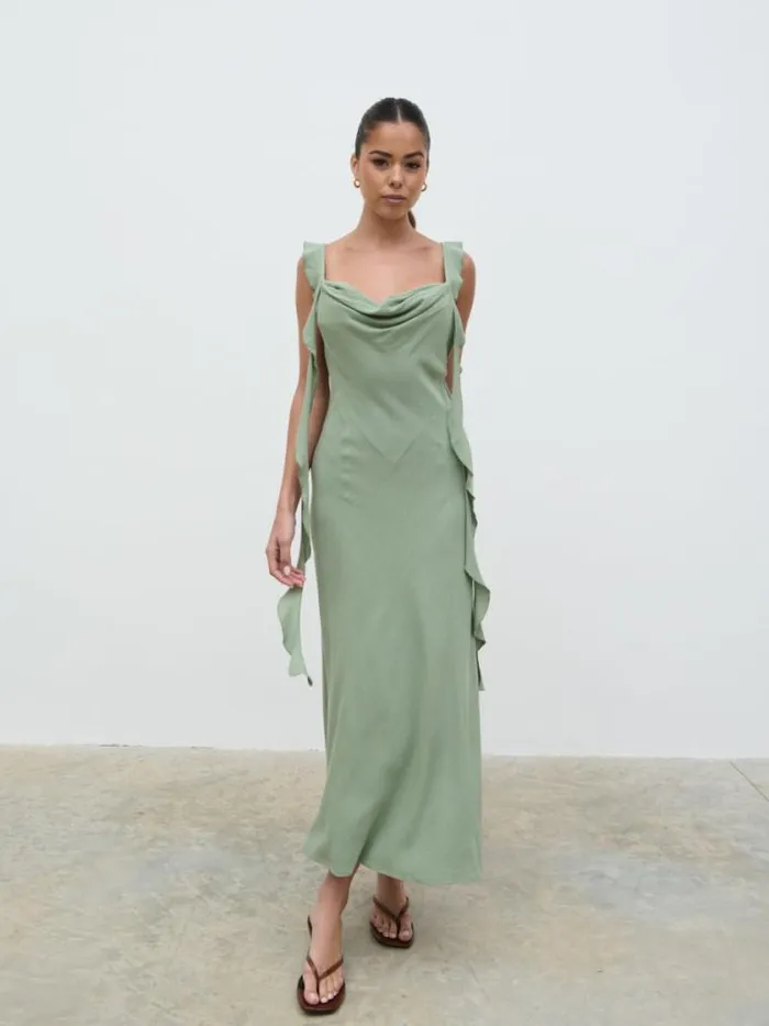 Pretty Lavish Dresses Rya Ruffle Midaxi Dress Green 8211 Women